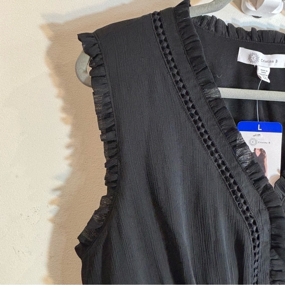 CHRISTINA B Sz L Maxi Dress Tiered Ruffled Sheer Lined Elastic Waist NEW W/ TAG - Picture 5 of 15